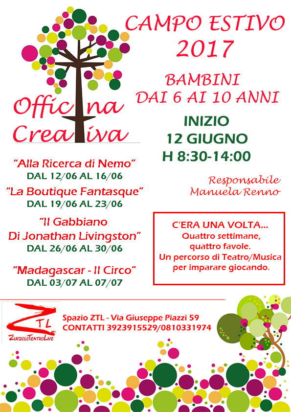 Giugno/Luglio – Officina Creativa – Campo scuola 2017