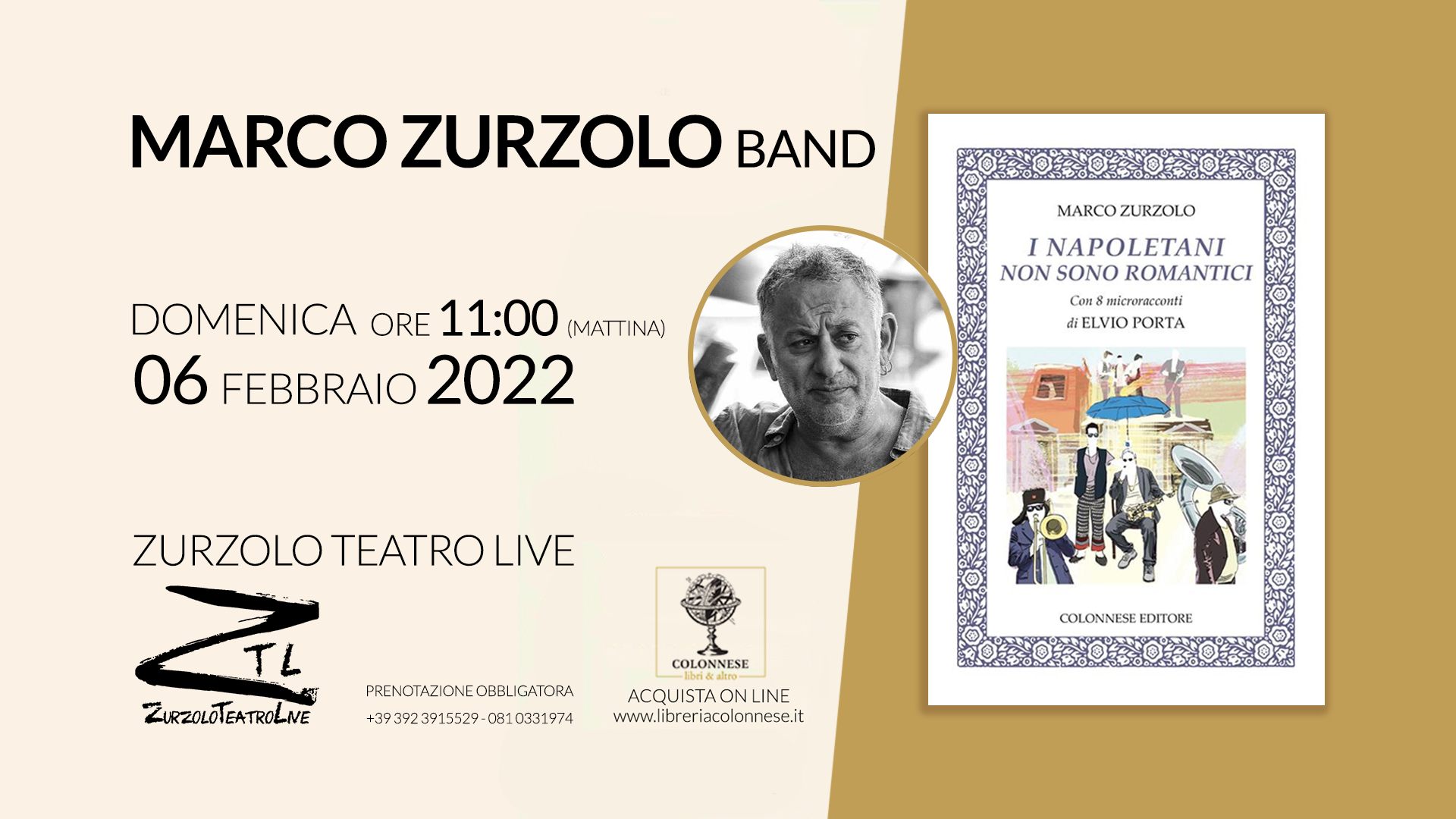 06.02.2022 “I NAPOLETANI NON SONO ROMANTICI” – Marco Zurzolo Band