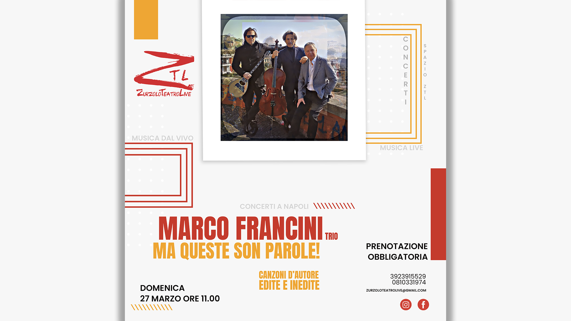 27.03.2022 MARCO FRANCINI TRIO “Ma queste son Parole!”
