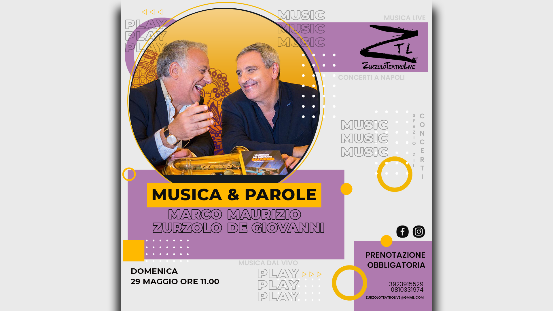 29.05.2022 MARCO ZURZOLO & MAURIZIO DE GIOVANNI “Musica & Parole”